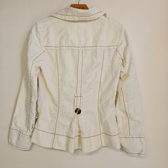 Bandolino White Blazer Jacket Size 8 Women's Button Front Boho Western - Picture 2 of 10